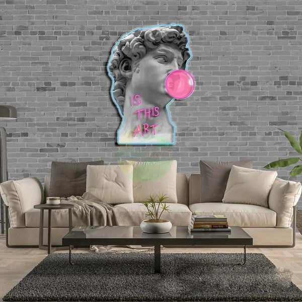 Classical Statue LED Neon Wall Art – “Is This Art” Modern Neon Decor for Living Spaces
