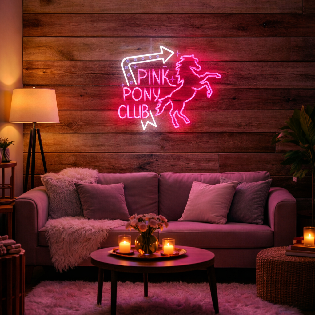 Pink Pony Club Neon Sign – LED Wall Light for Bedroom & Living Room Decor