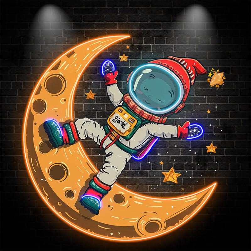 Astronaut on the Moon LED Neon Wall Art – Space-Themed Neon Decor for Kids’ Rooms & Creative Spaces