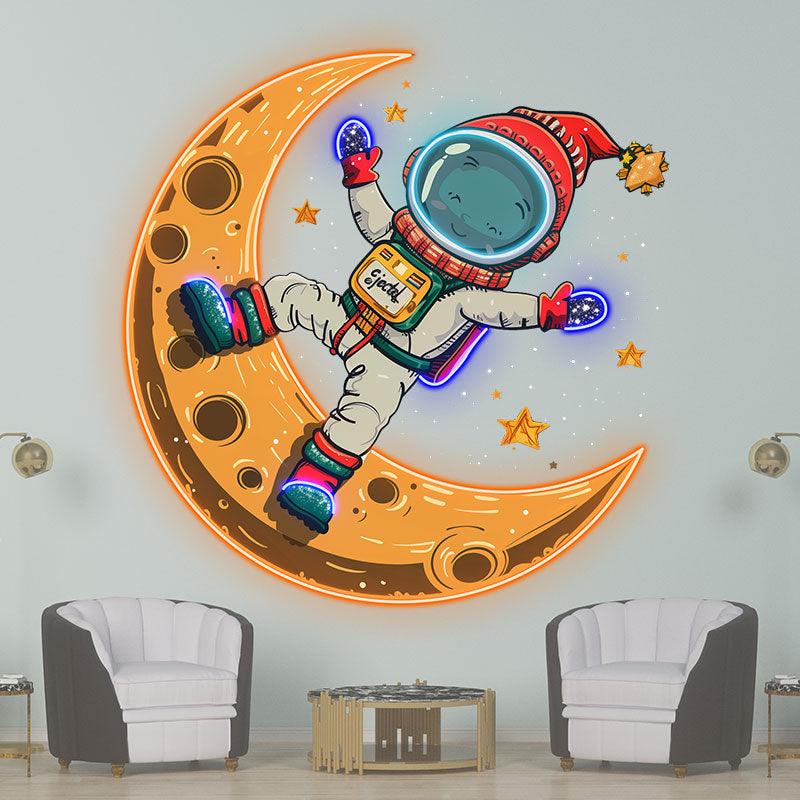 Astronaut on the Moon LED Neon Wall Art – Space-Themed Neon Decor for Kids’ Rooms & Creative Spaces