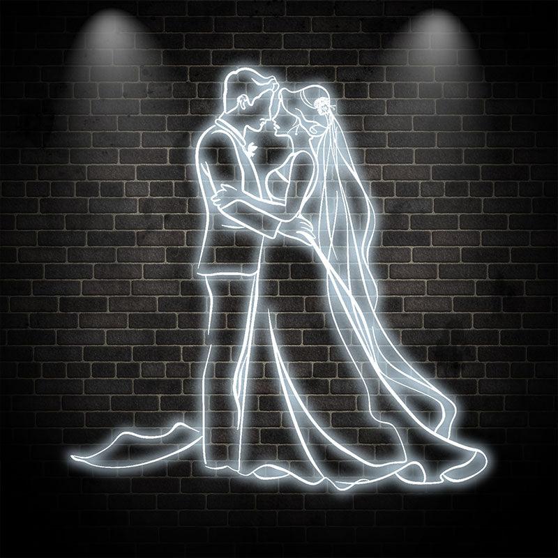 Couple Silhouette LED Neon Wall Art – Romantic Wedding Neon Decor for Bedrooms & Celebrations