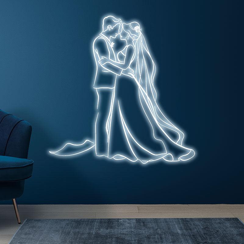 Couple Silhouette LED Neon Wall Art – Romantic Wedding Neon Decor for Bedrooms & Celebrations
