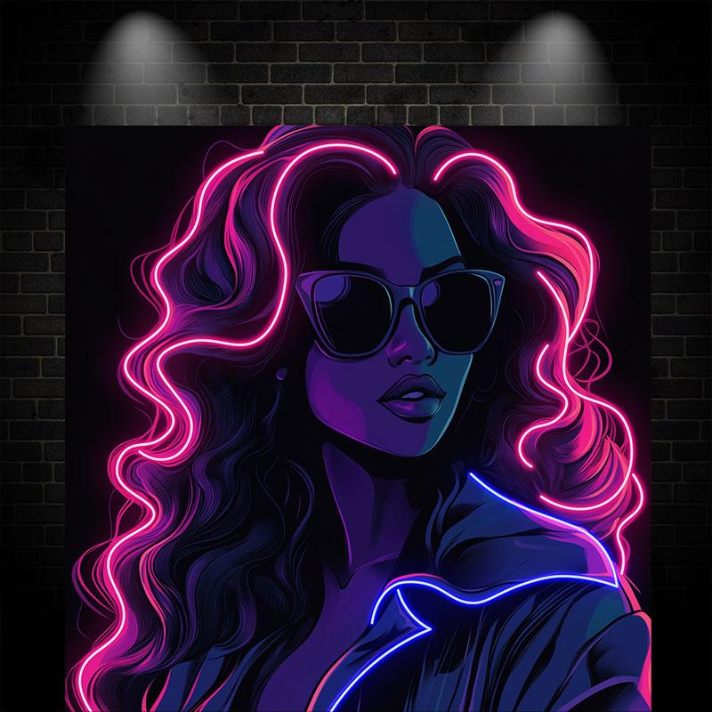 Neon Woman Portrait Wall Art – Modern Glam LED Neon Decor for Living Rooms & Creative Spaces