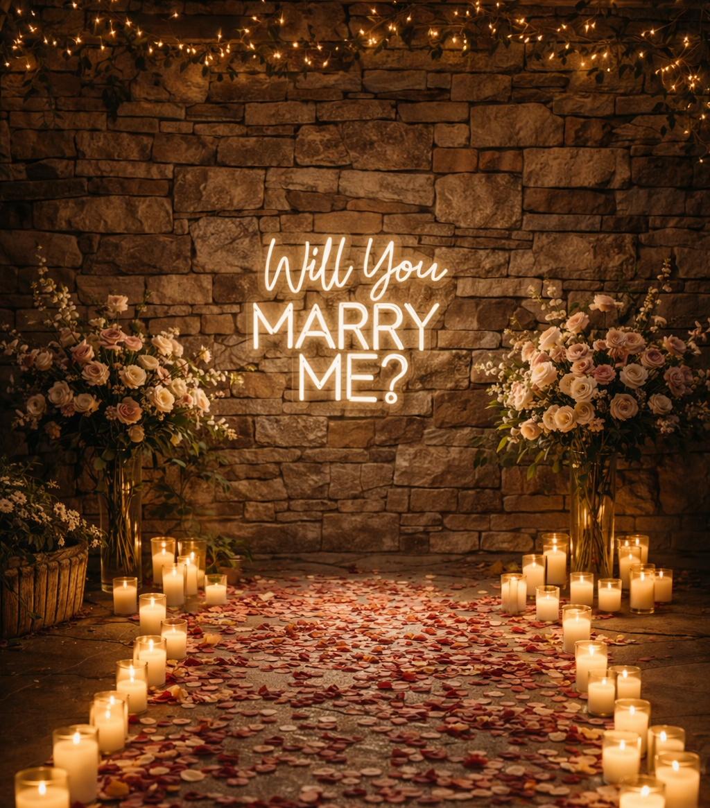 Will You Marry Me? Neon Sign – Romantic Proposal LED Backdrop