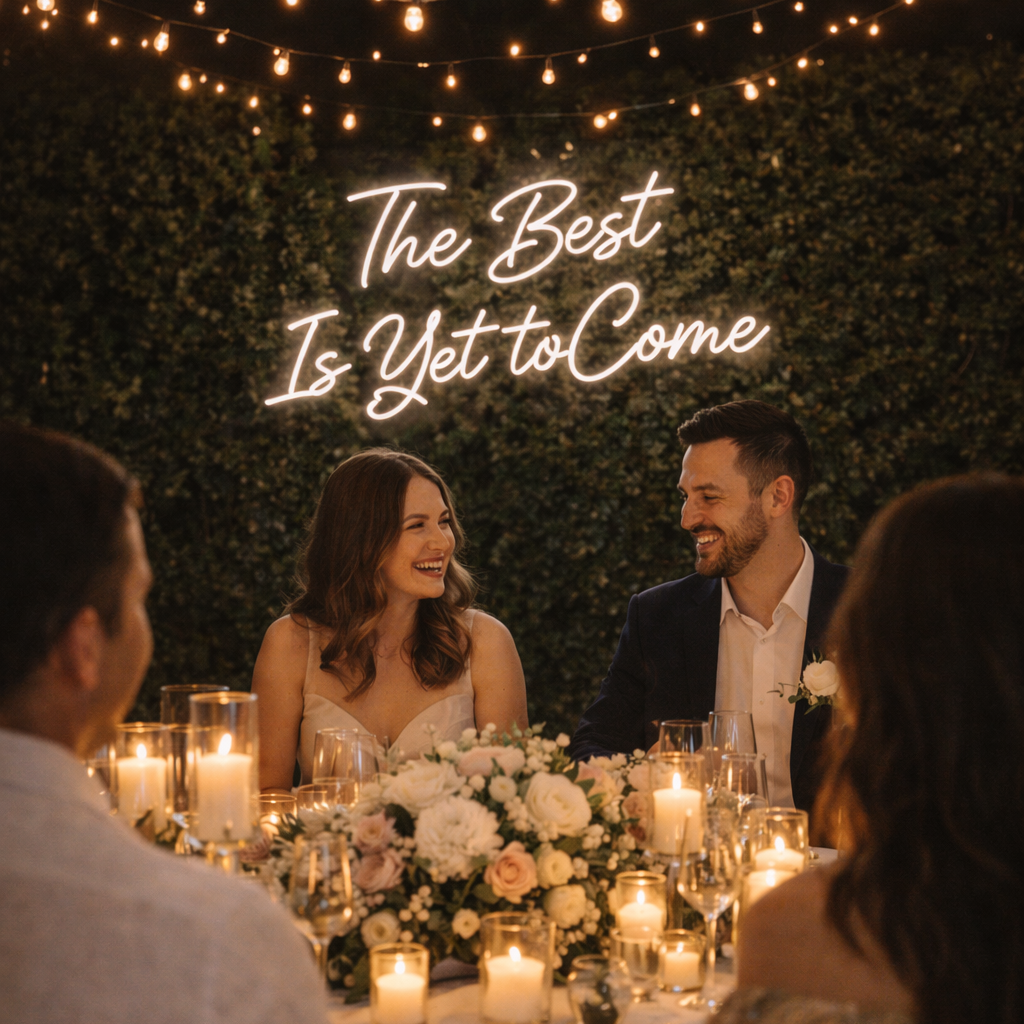 The Best Is Yet To Come LED Wedding Neon Sign – Romantic Reception Backdrop Light