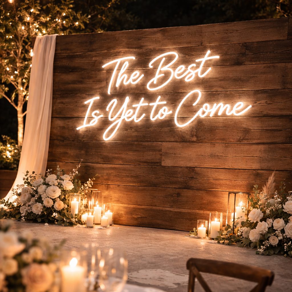 The Best Is Yet To Come LED Wedding Neon Sign – Romantic Reception Backdrop Light