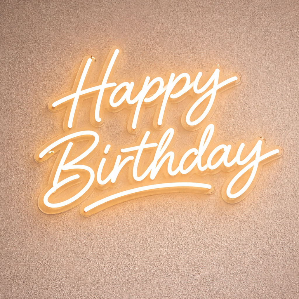 Happy Birthday LED Neon Sign – Warm White Glow Party Backdrop
