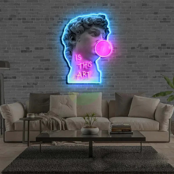 Classical Statue LED Neon Wall Art – “Is This Art” Modern Neon Decor for Living Spaces