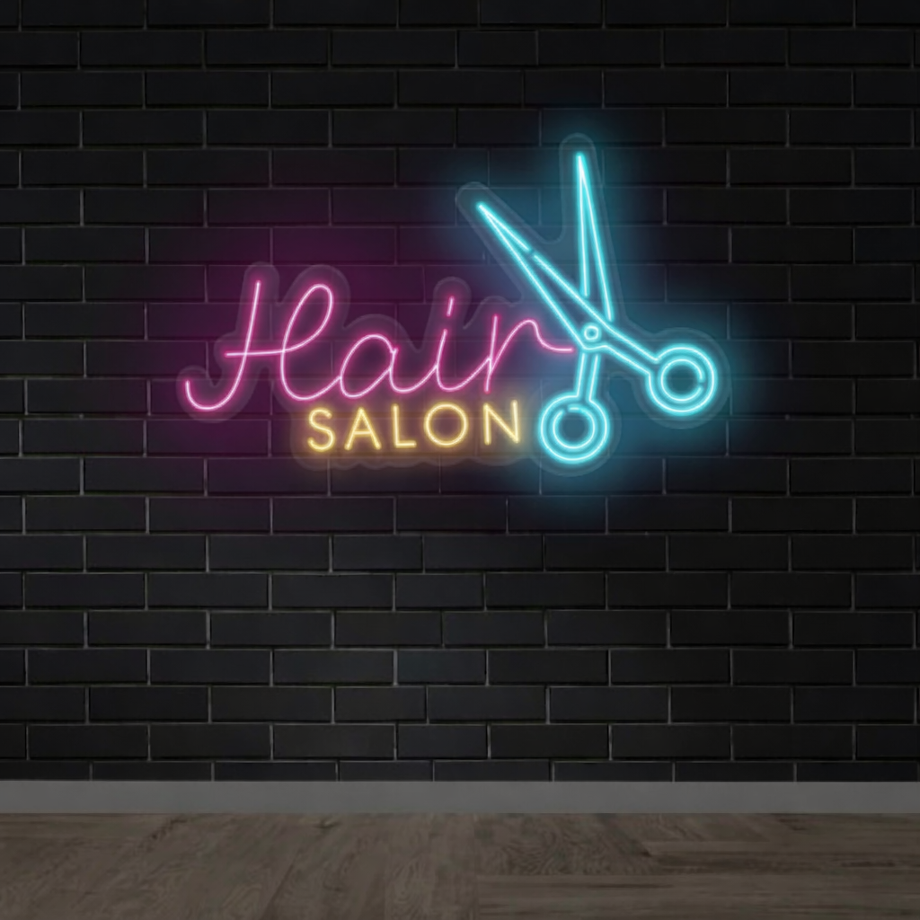 Hair Salon with Scissors LED Neon Sign