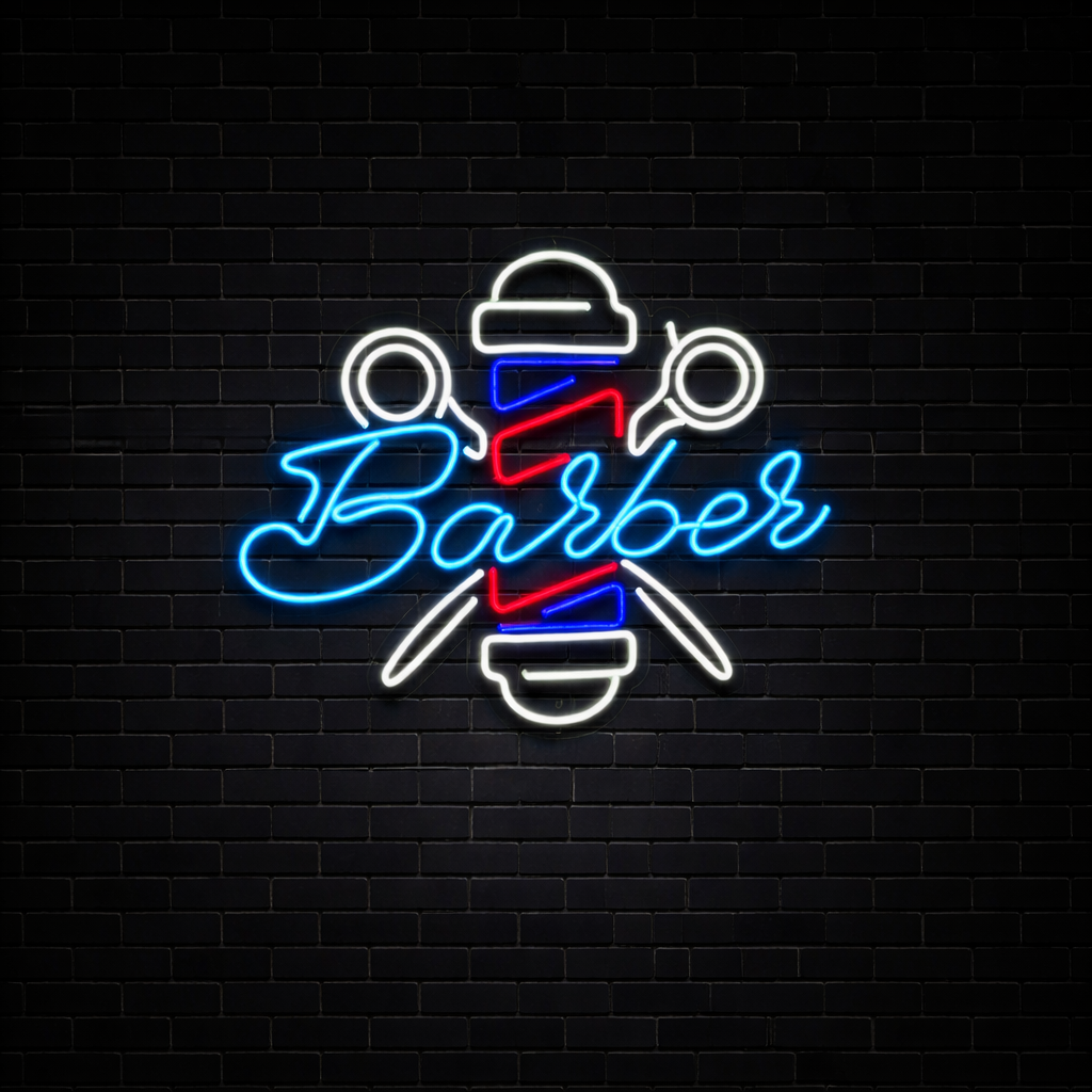 Custom LED Neon Barber Sign – Modern Barbershop Wall Decor