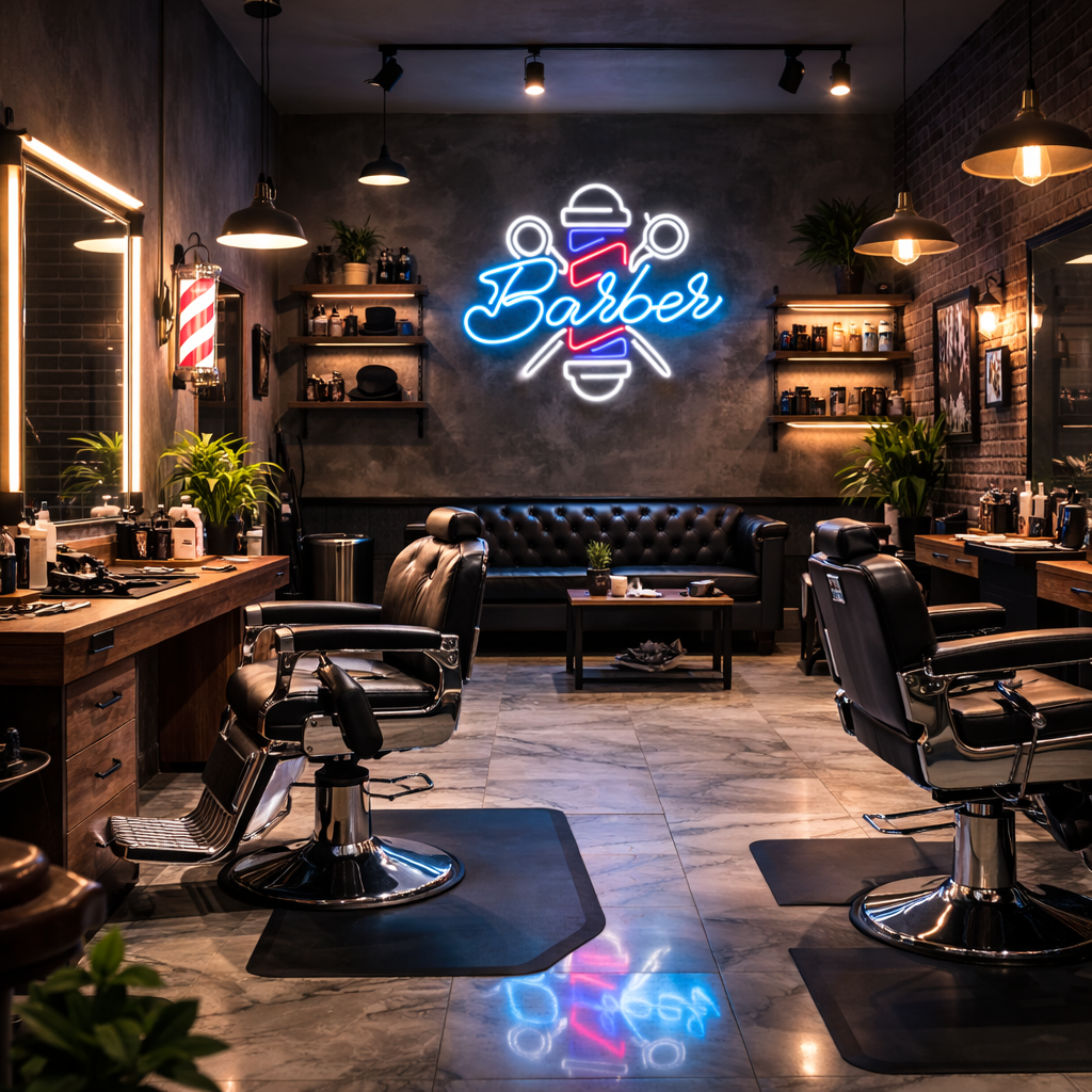 Custom LED Neon Barber Sign – Modern Barbershop Wall Decor
