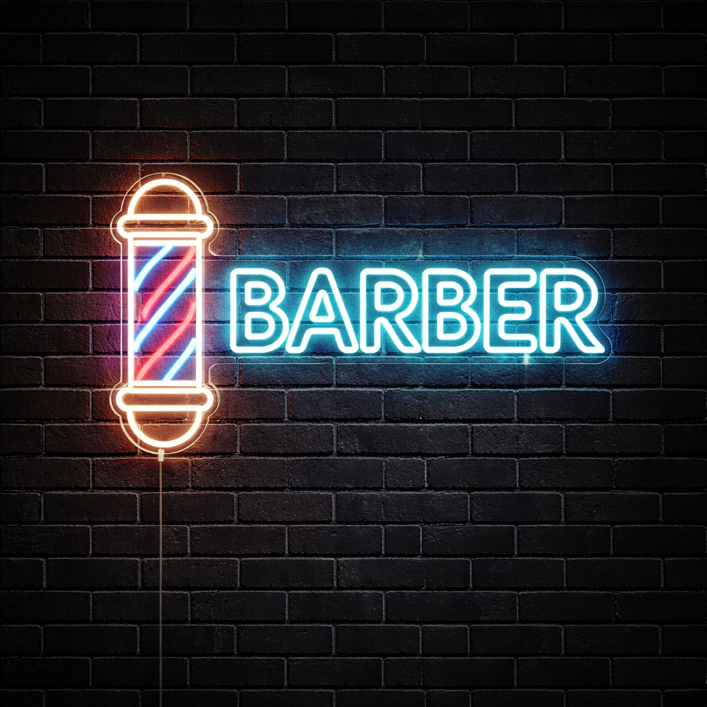 Premium Neon Barber Sign | Eye-Catching Barbershop Decor