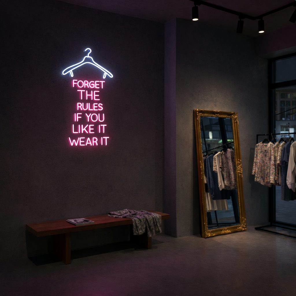 “Forget the Rules, If You Like It Wear It” Neon Sign – Boutique & Fashion Store Neon Sign Decor