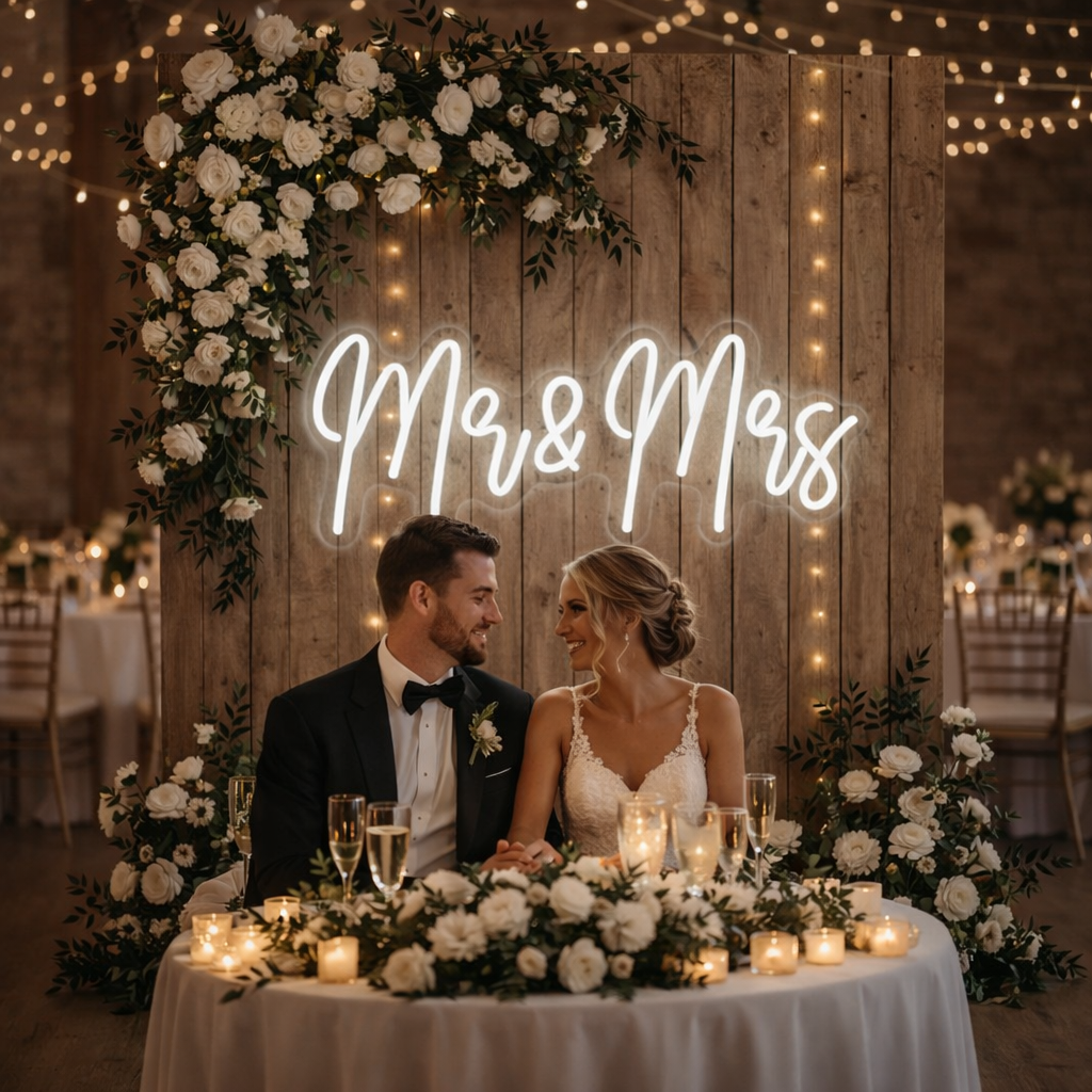 Mr & Mrs Wedding LED Neon Sign – Wedding Backdrop Light