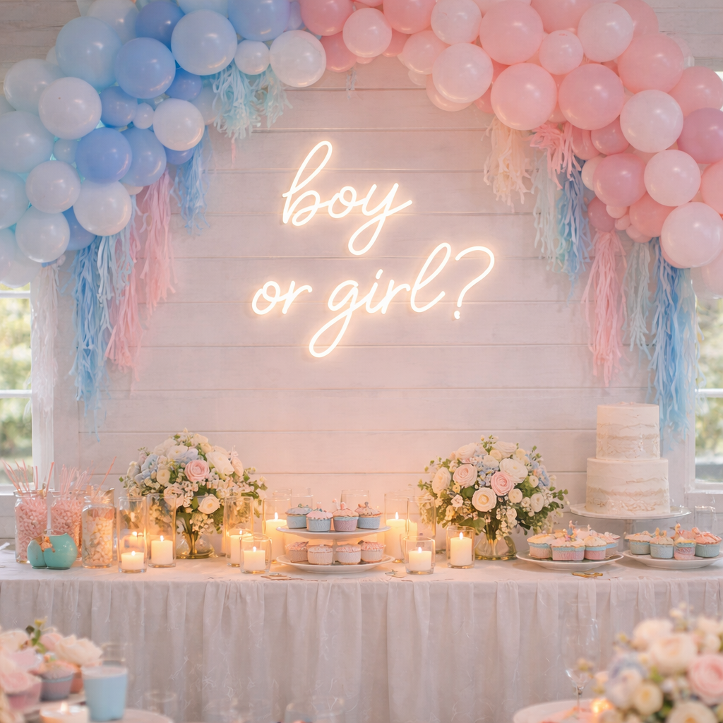 Boy or Girl? LED Neon Sign – Gender Reveal Party Backdrop