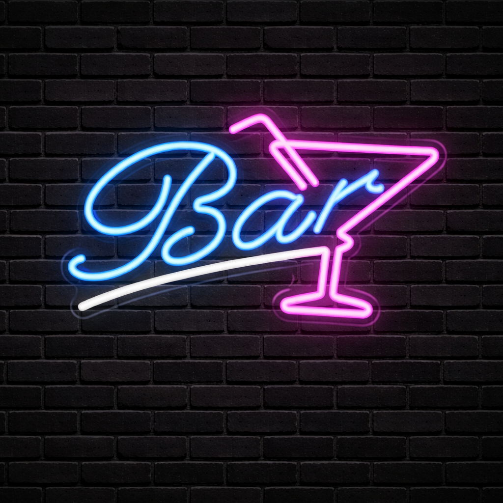 Bar Martini Glass LED Neon Sign – Modern Bar Wall Decor