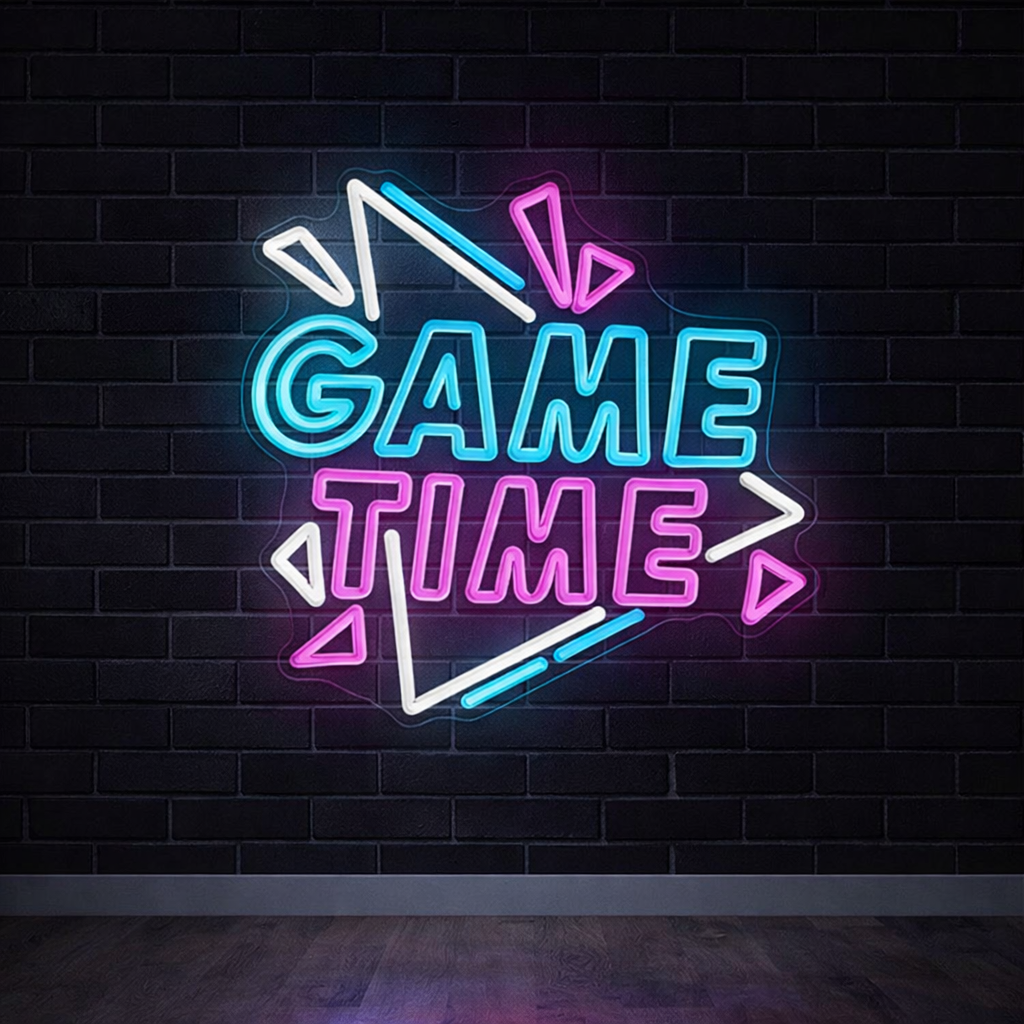 Game Time LED Neon Sign – RGB Gaming Room Wall Light