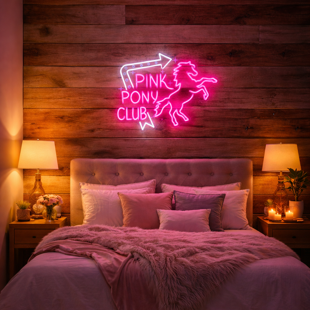 Pink Pony Club Neon Sign – LED Wall Light for Bedroom & Living Room Decor