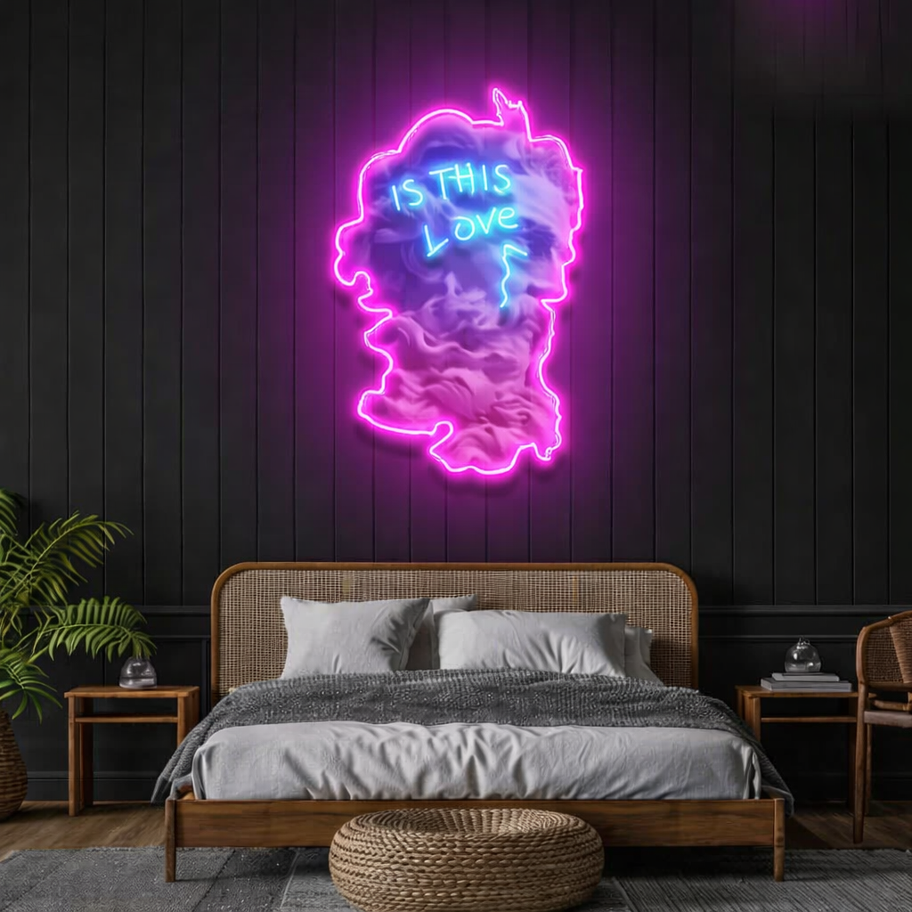 Zeus Is This Love Premium Artwork Neon Wall Art – Modern Neon Typography Decor for Bedrooms & Creative Spaces