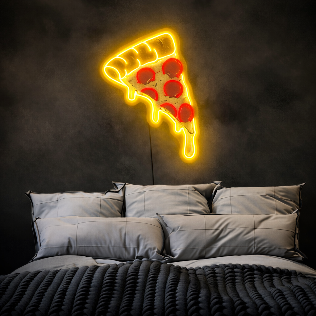 Neon Pizza Slice LED Wall Art – Fun Food Neon Decor for Bedrooms, Kitchens & Creative Spaces