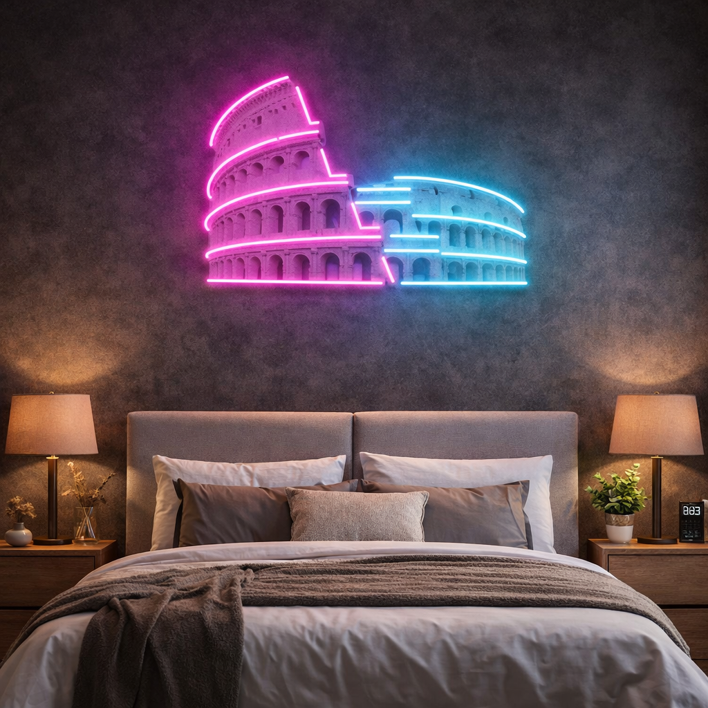 Colosseum LED Neon Wall Art – Modern Architectural Neon Decor for Bedrooms & Contemporary Interiors