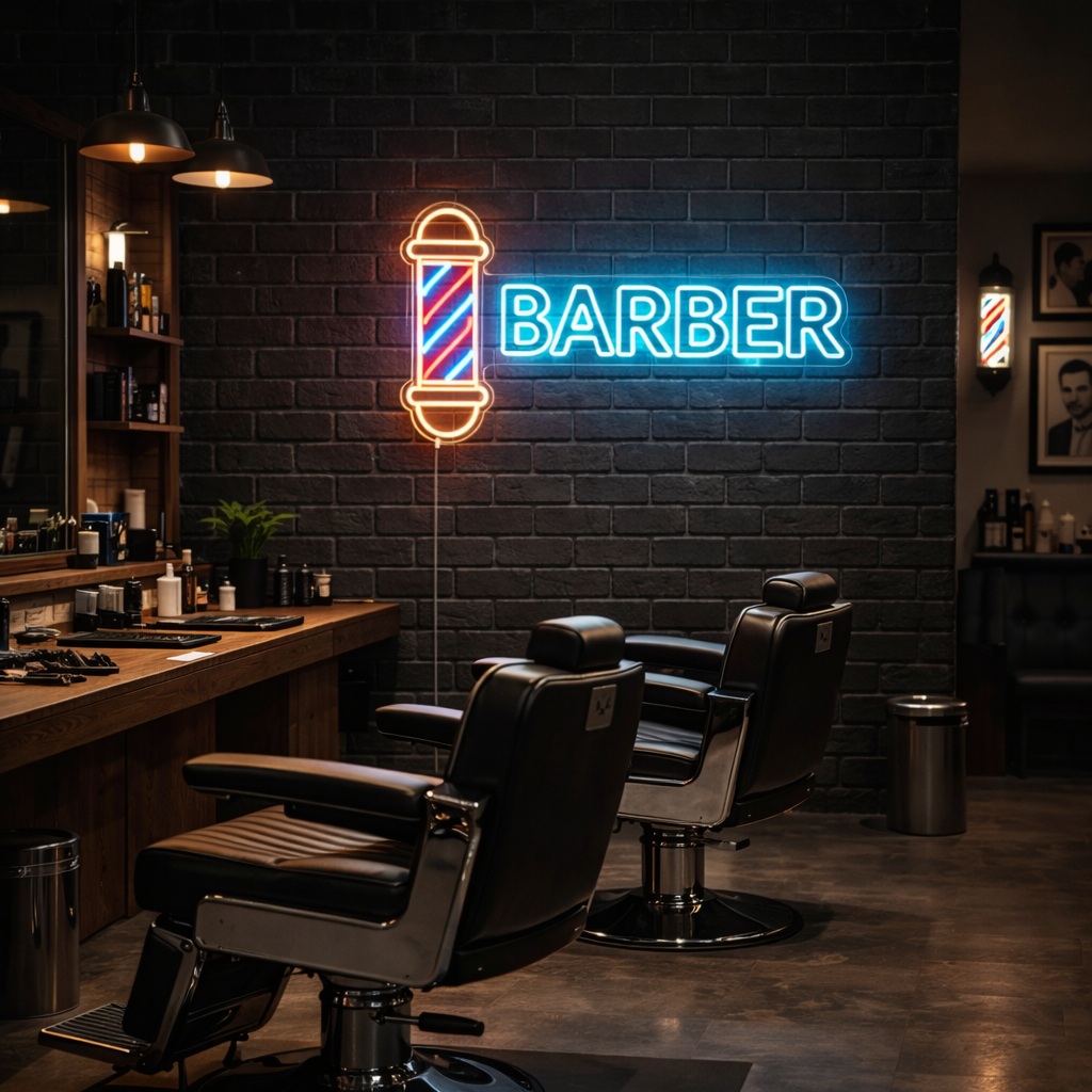 Premium Neon Barber Sign | Eye-Catching Barbershop Decor