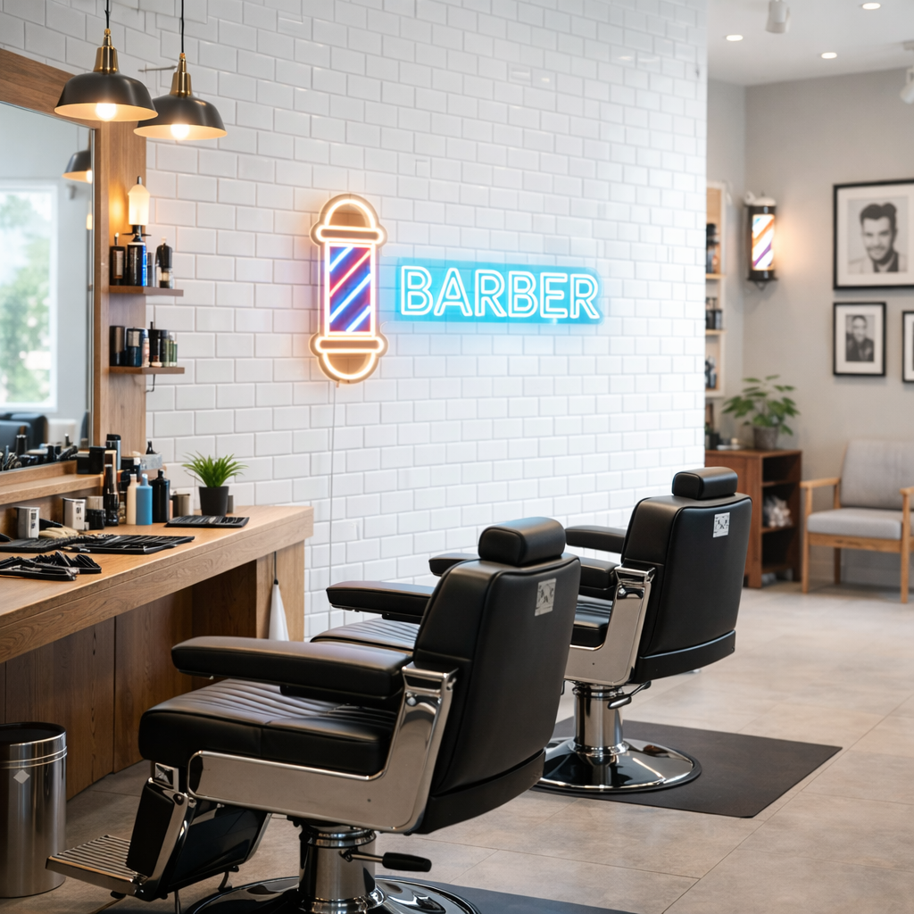 Premium Neon Barber Sign | Eye-Catching Barbershop Decor
