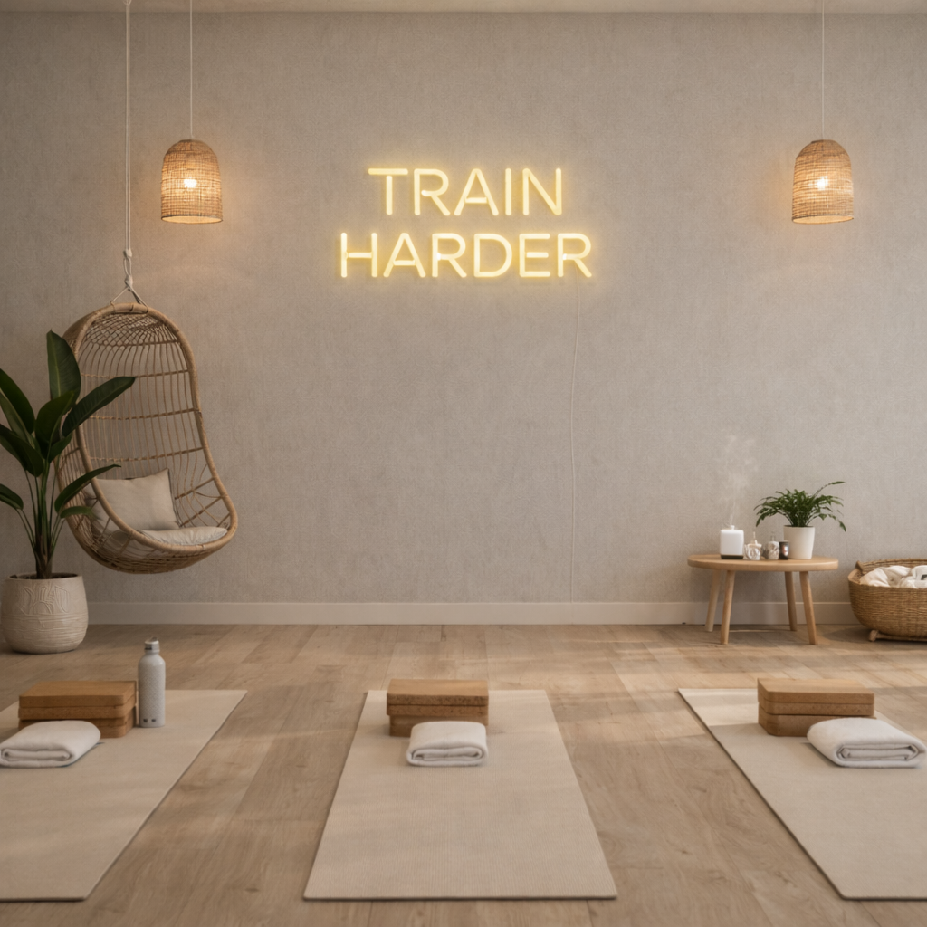 Train Harder Neon Sign – Motivational Gym & Studio Wall Decor