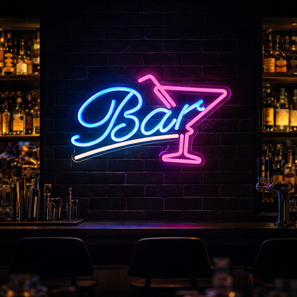 Bar Martini Glass LED Neon Sign – Modern Bar Wall Decor