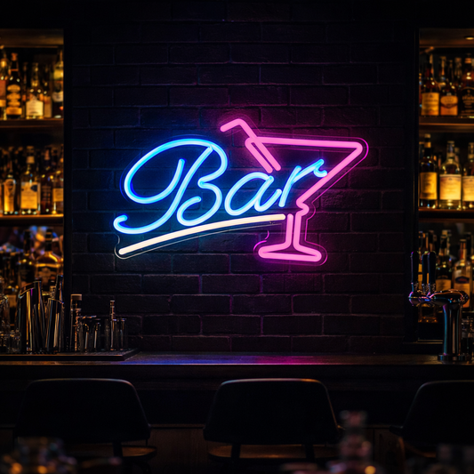 Bar Martini Glass LED Neon Sign – Modern Bar Wall Decor