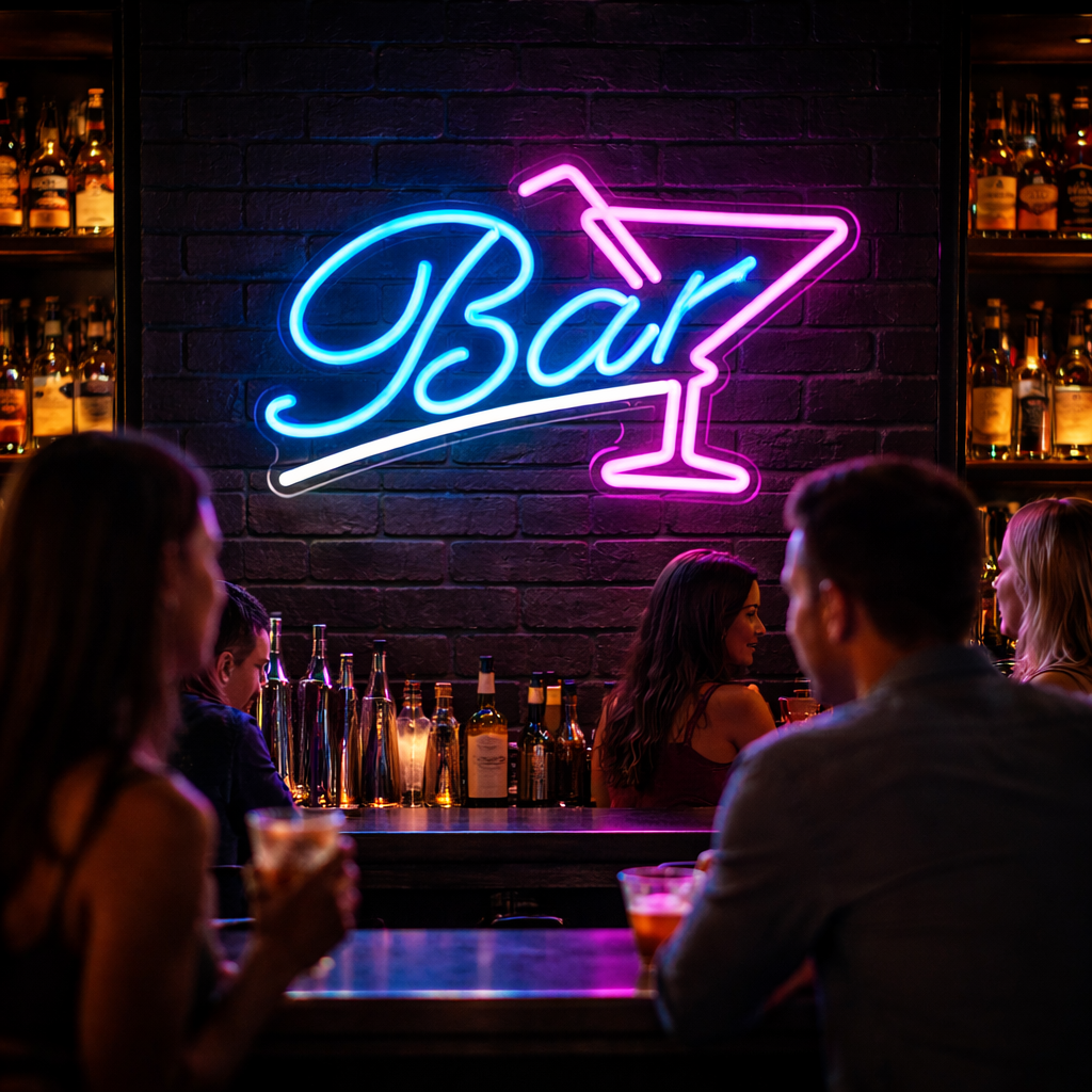 Bar Martini Glass LED Neon Sign – Modern Bar Wall Decor