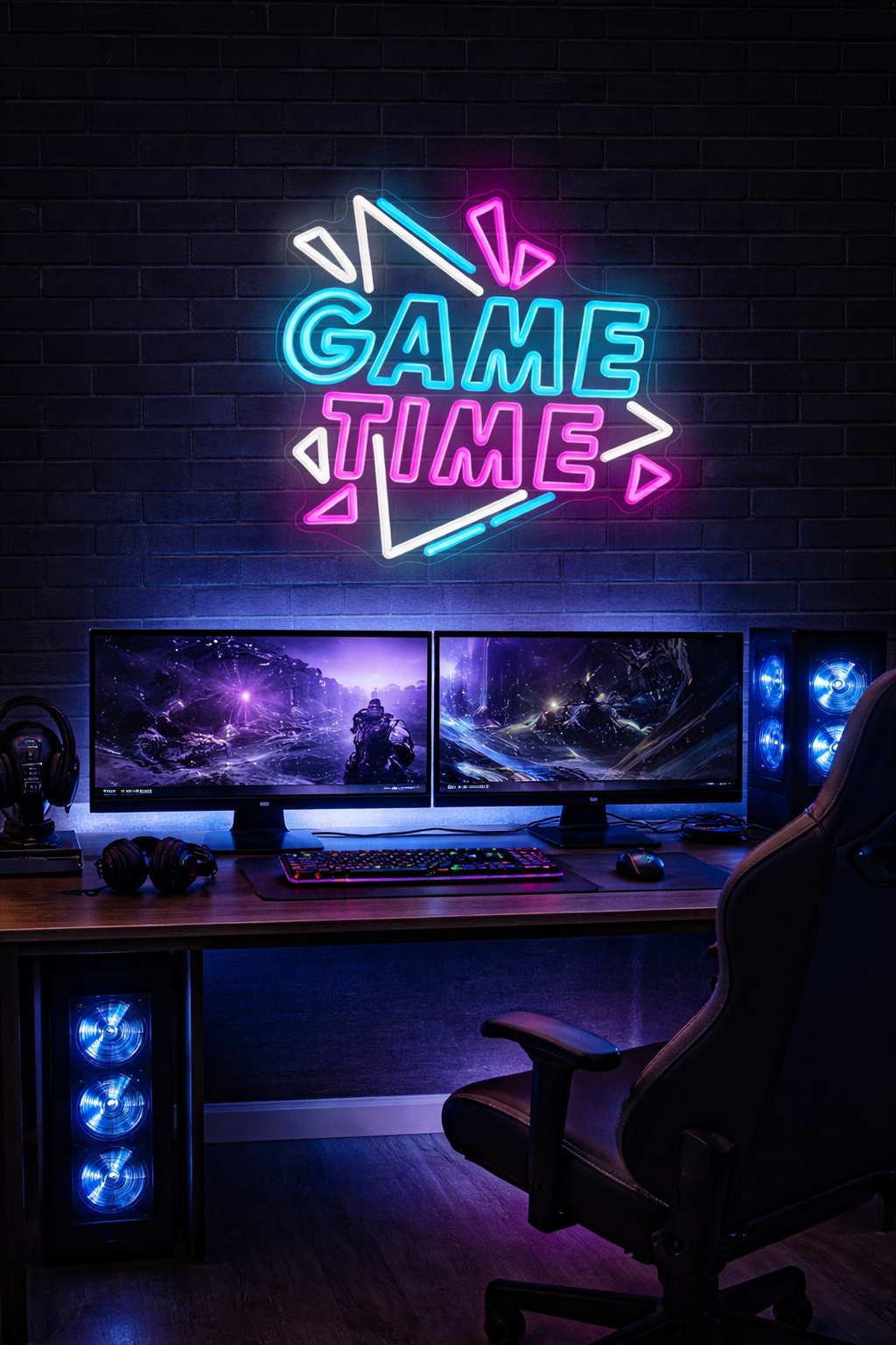 Game Time LED Neon Sign – RGB Gaming Room Wall Light