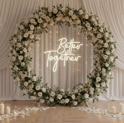 Better Together Wedding Neon Sign – Romantic LED Reception Backdrop