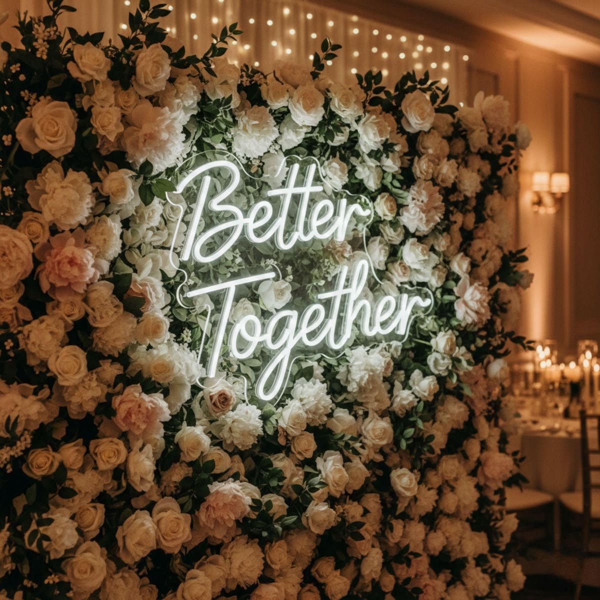 Better Together Wedding Neon Sign – Romantic LED Reception Backdrop