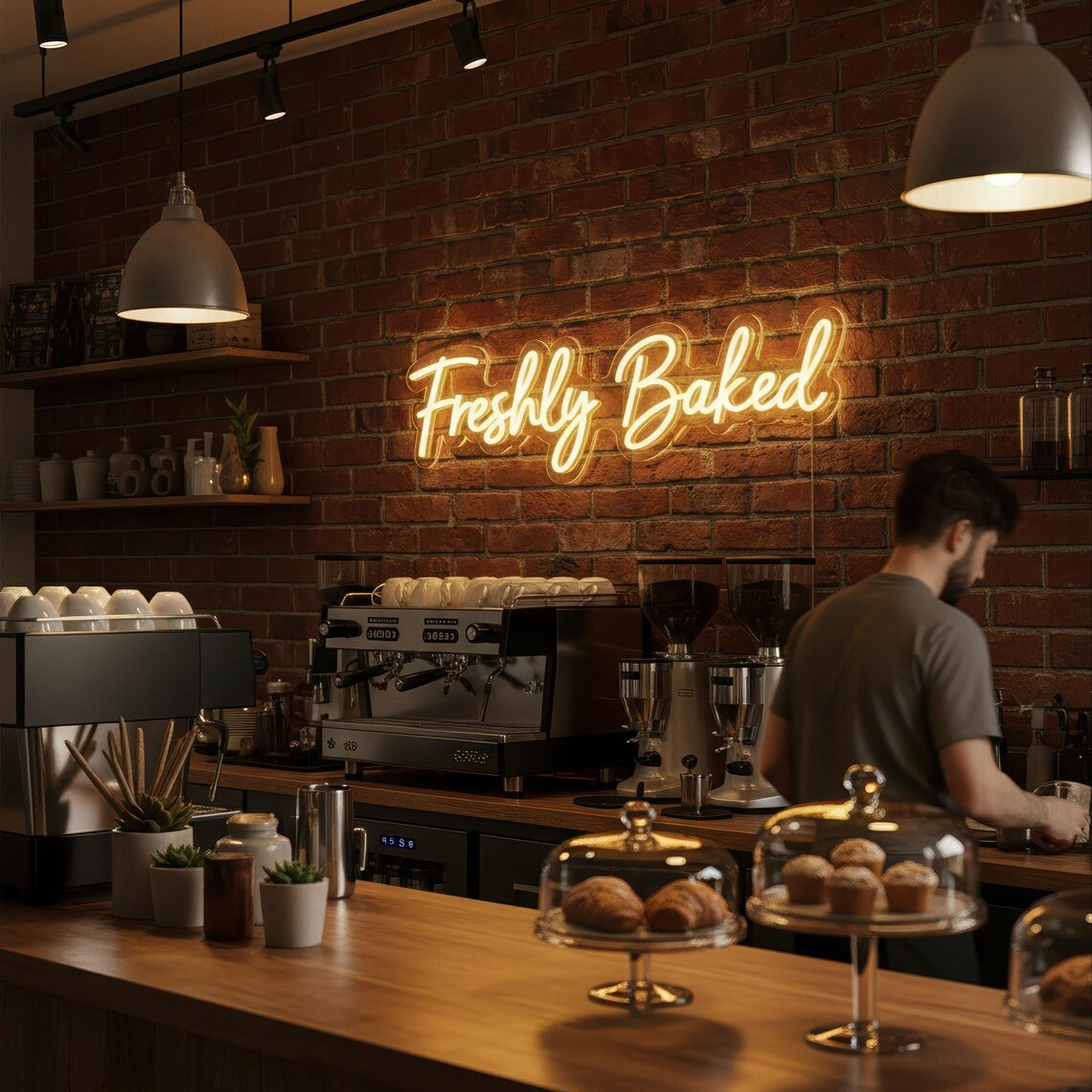 Freshly Baked LED Neon Sign – Warm White Bakery Wall Decor
