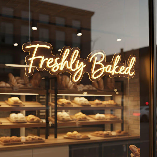 Freshly Baked LED Neon Sign – Warm White Bakery Wall Decor